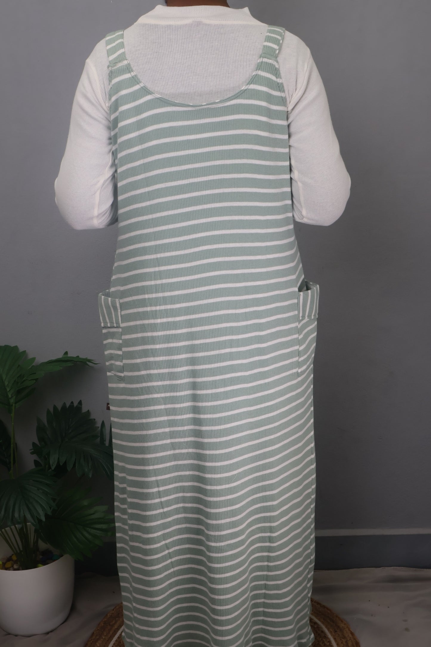 Striped Overall Romber Adjustable dress