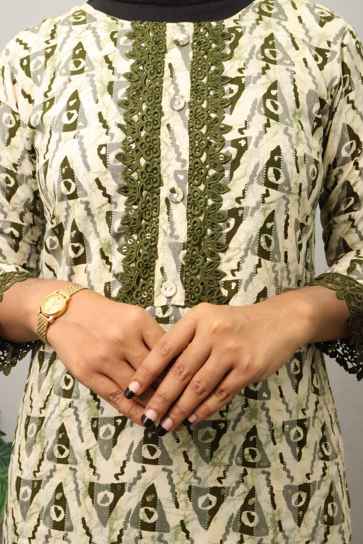 Olive Charm Straight Kurti