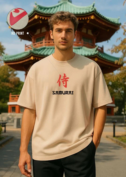 Samurai Premium Beige Oversized T-shirt For Men