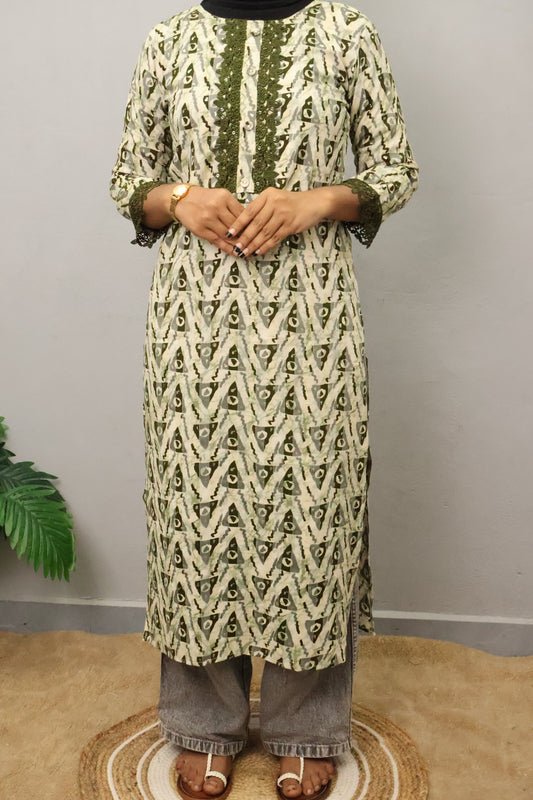 Olive Charm Straight Kurti