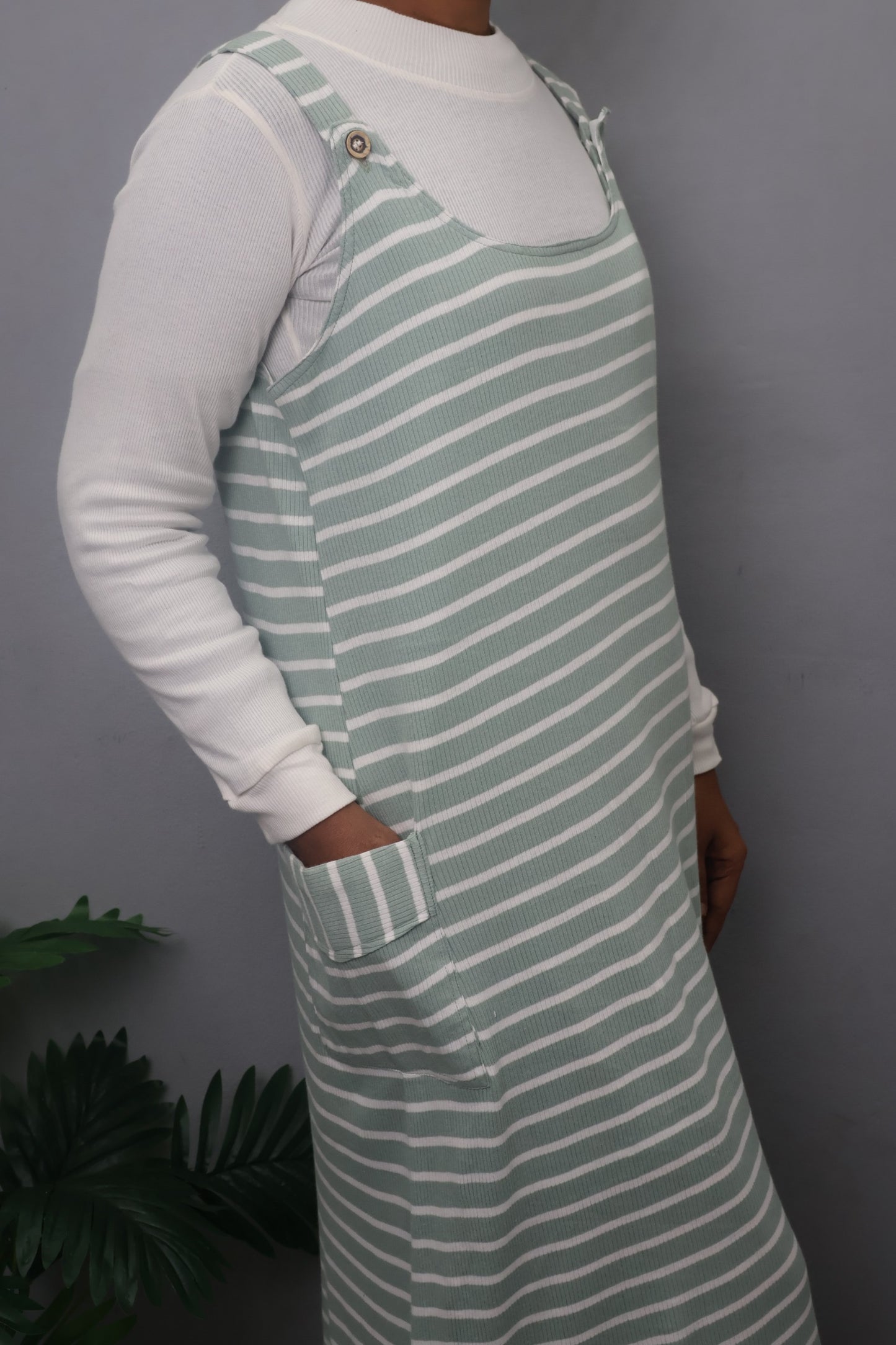 Striped Overall Romber Adjustable dress
