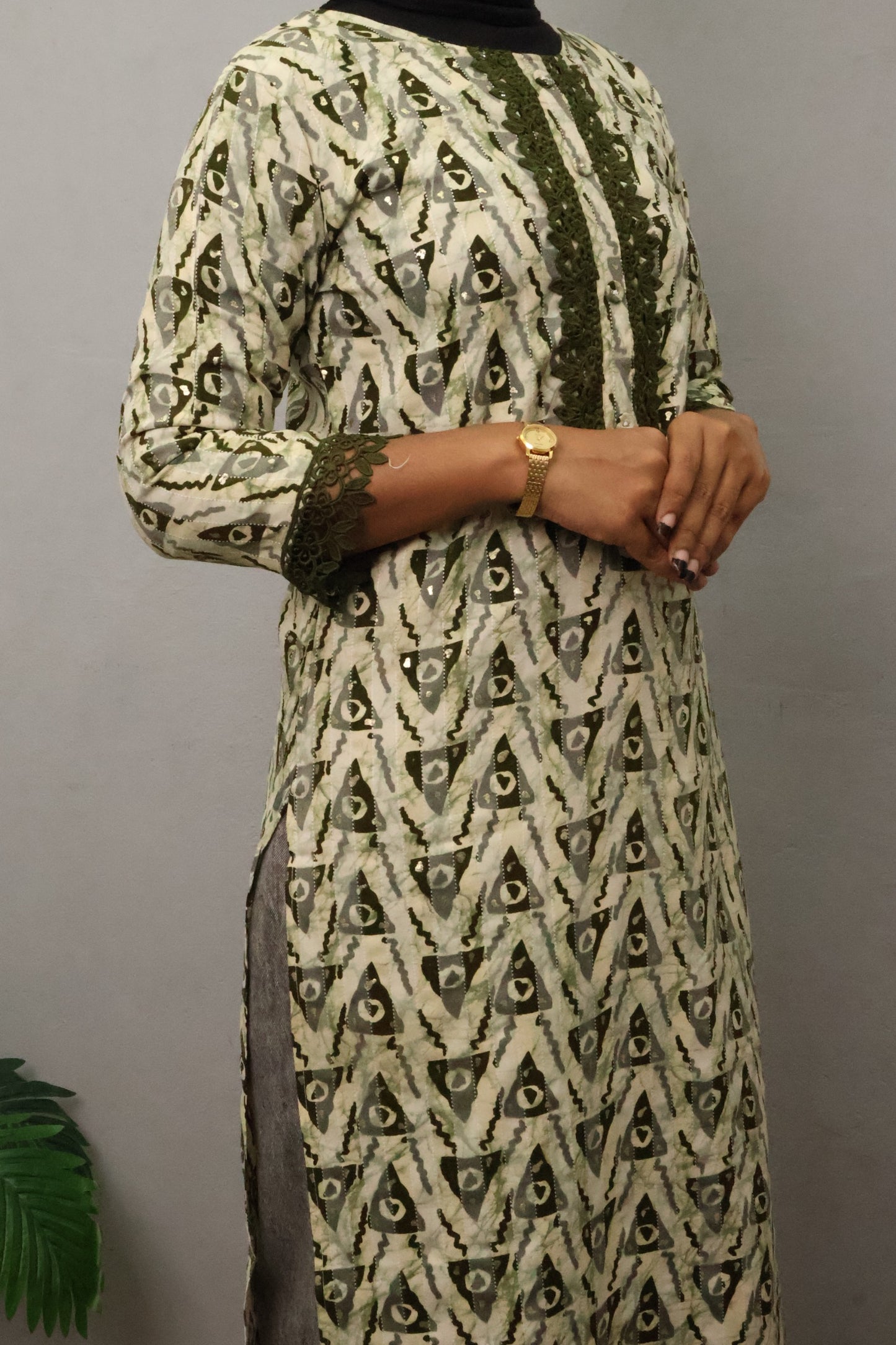 Olive Charm Straight Kurti