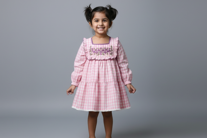 Blossom Checkered Flare Dress