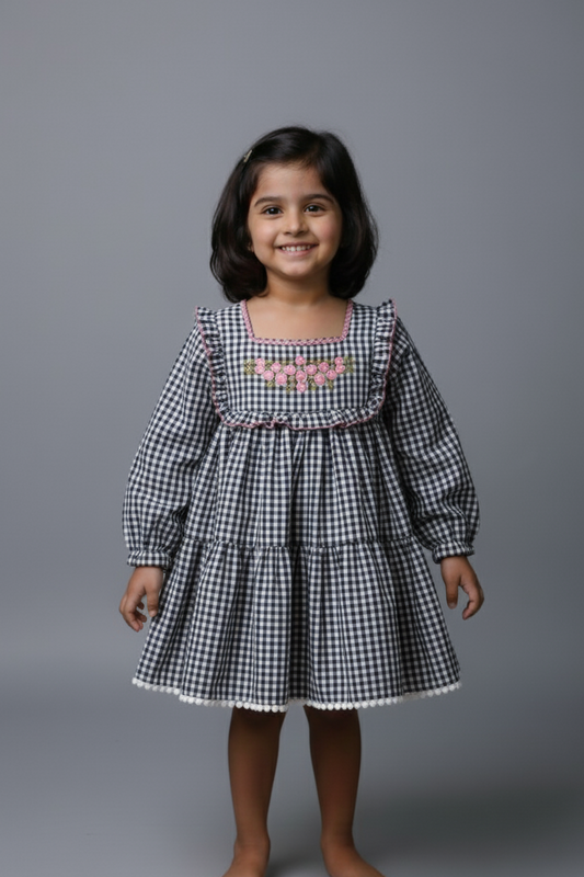 Blossom Checkered Flare Dress