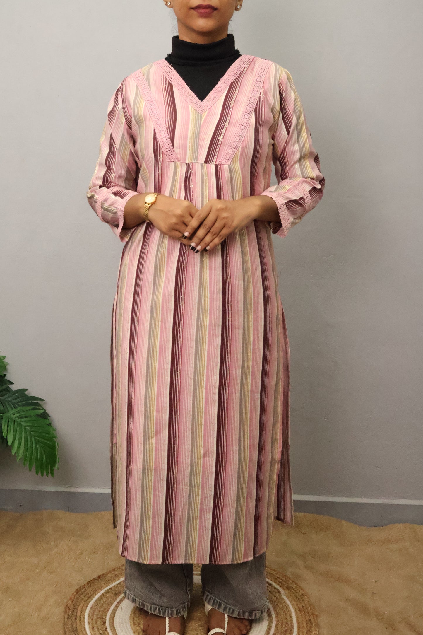 Striped Cotton Long Kurta