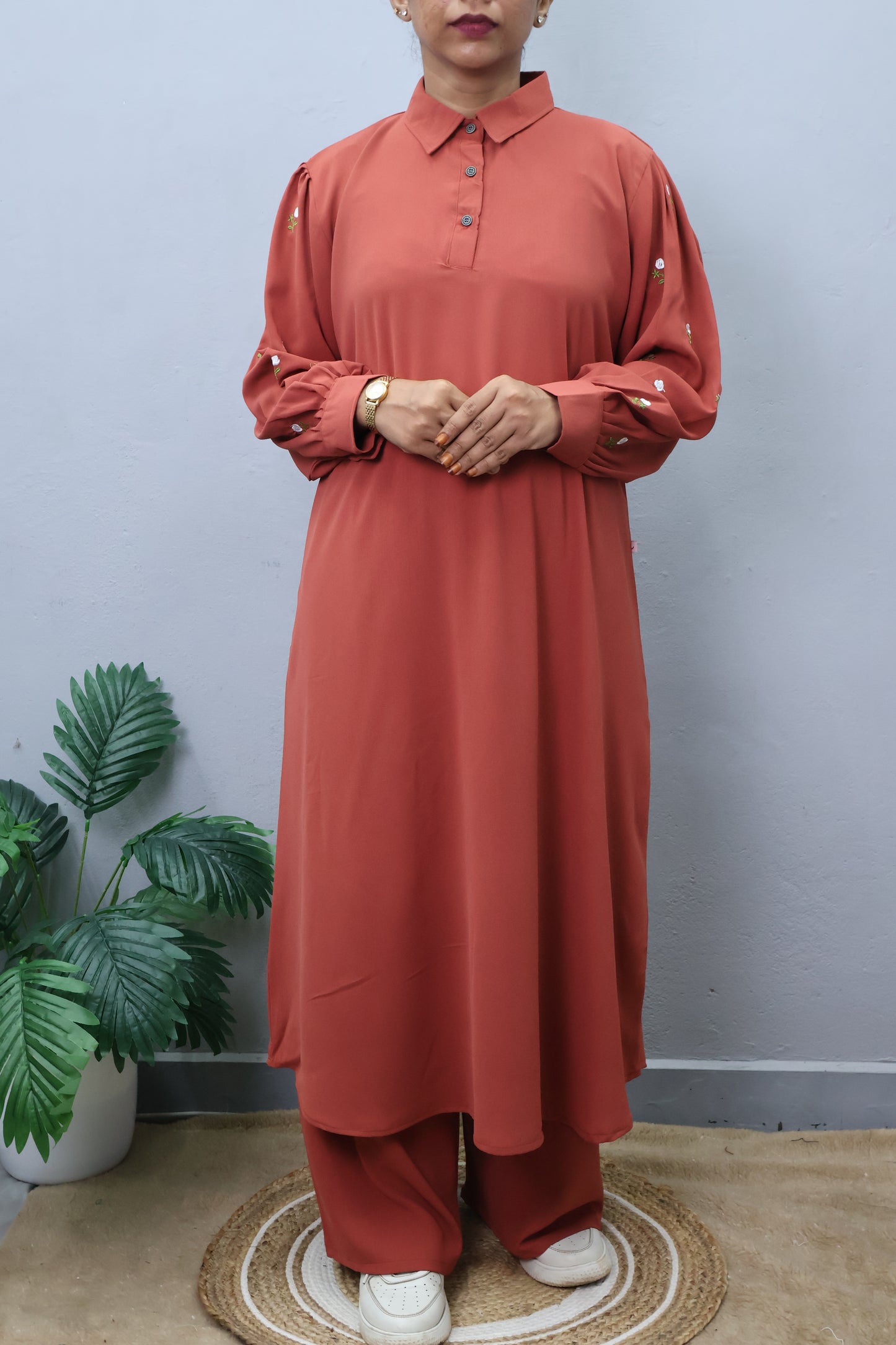 A-Line Kurta Set with Balloon Sleeves