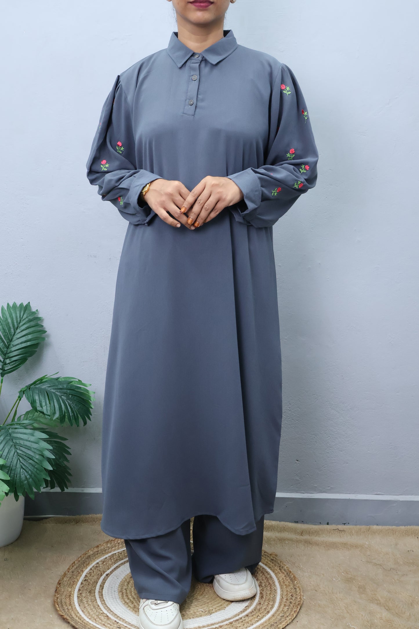 A-Line Kurta Set with Balloon Sleeves