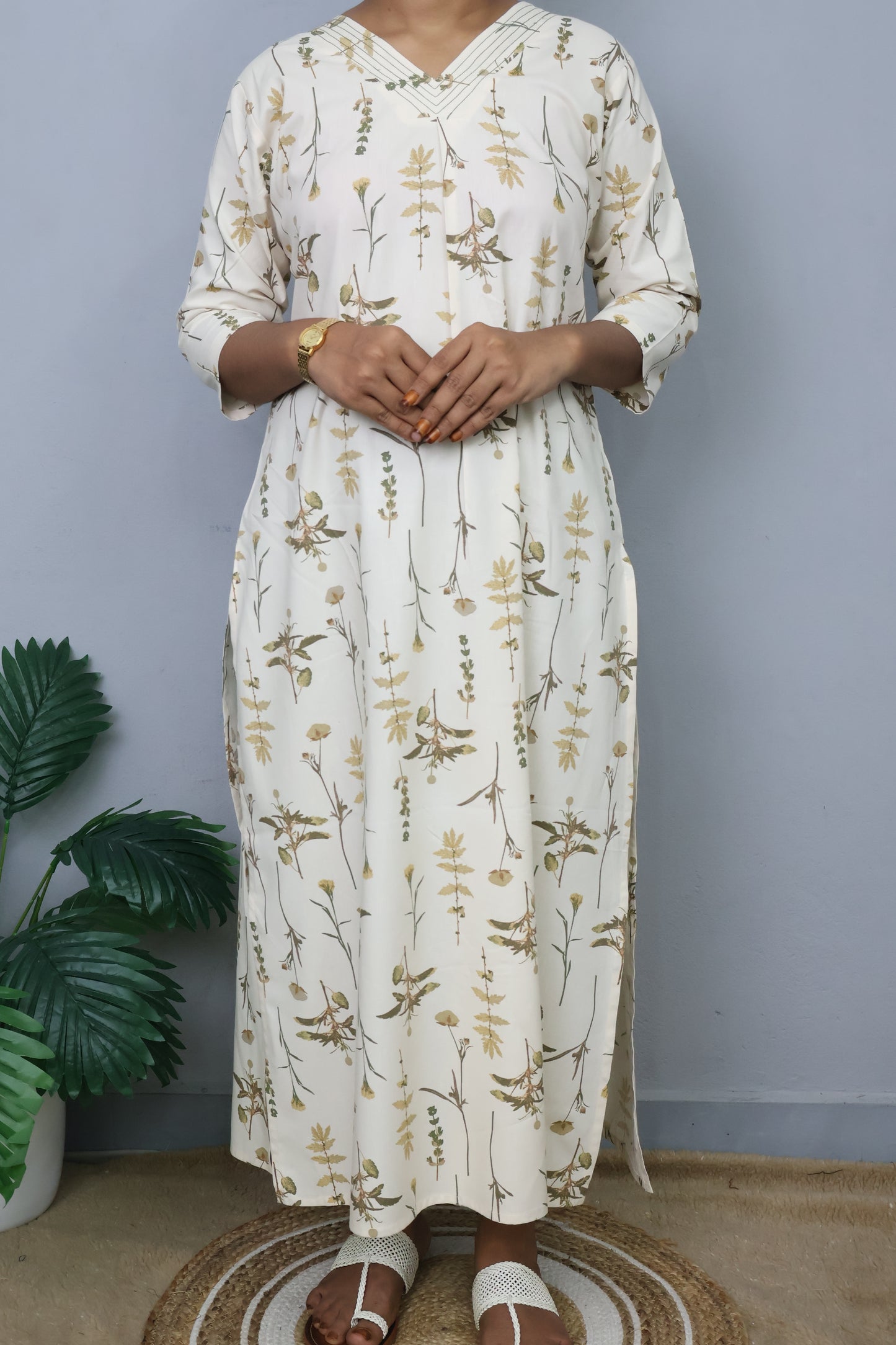 Classic Kurti with Botanical Print