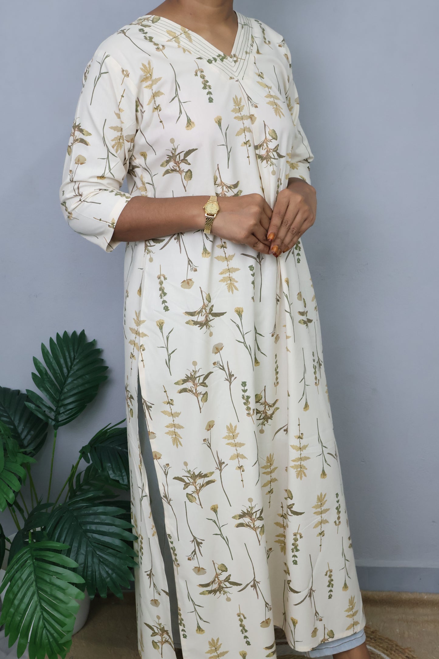 Classic Kurti with Botanical Print