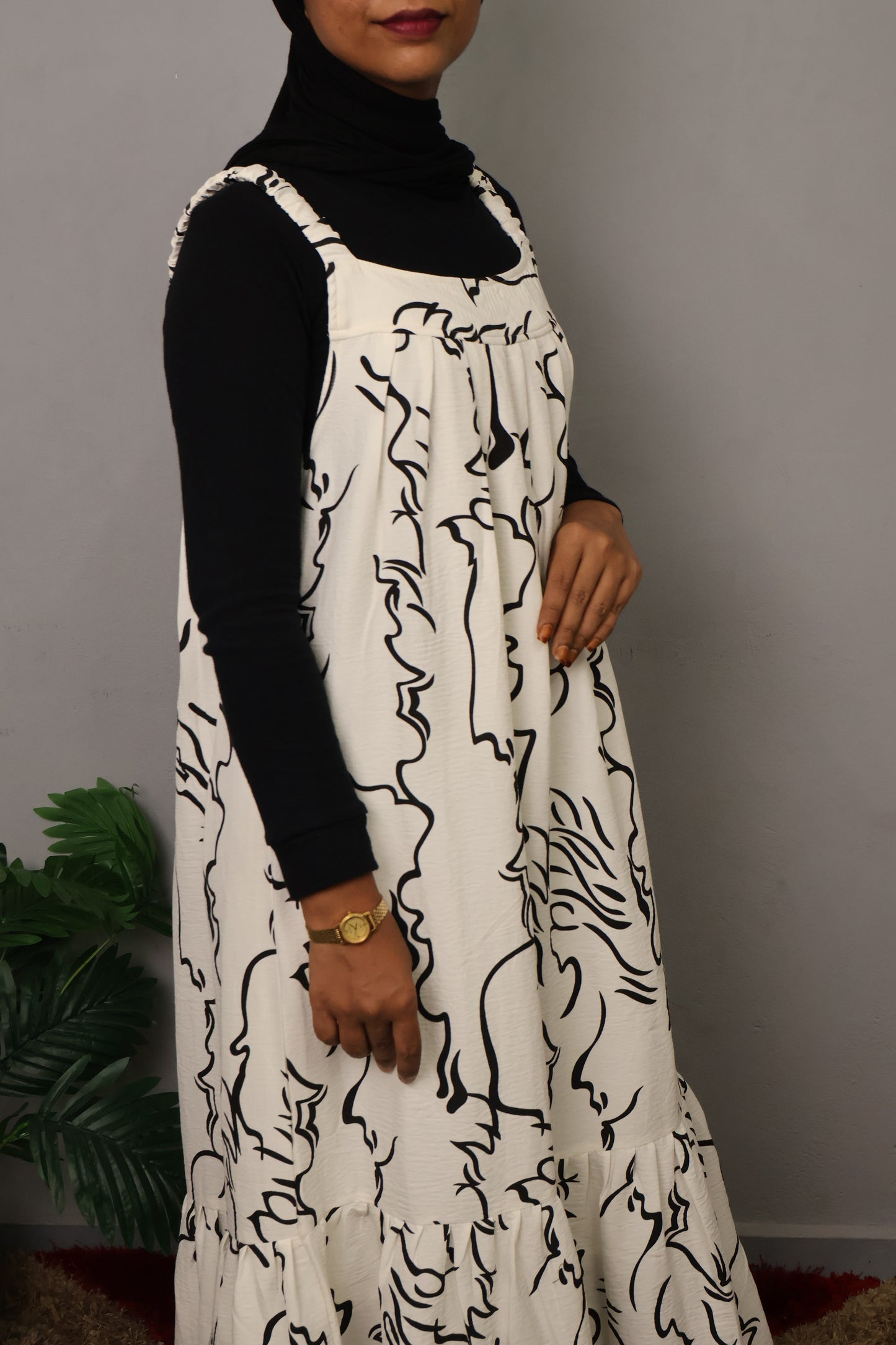 Casual Loose Fit Printed Long Dress