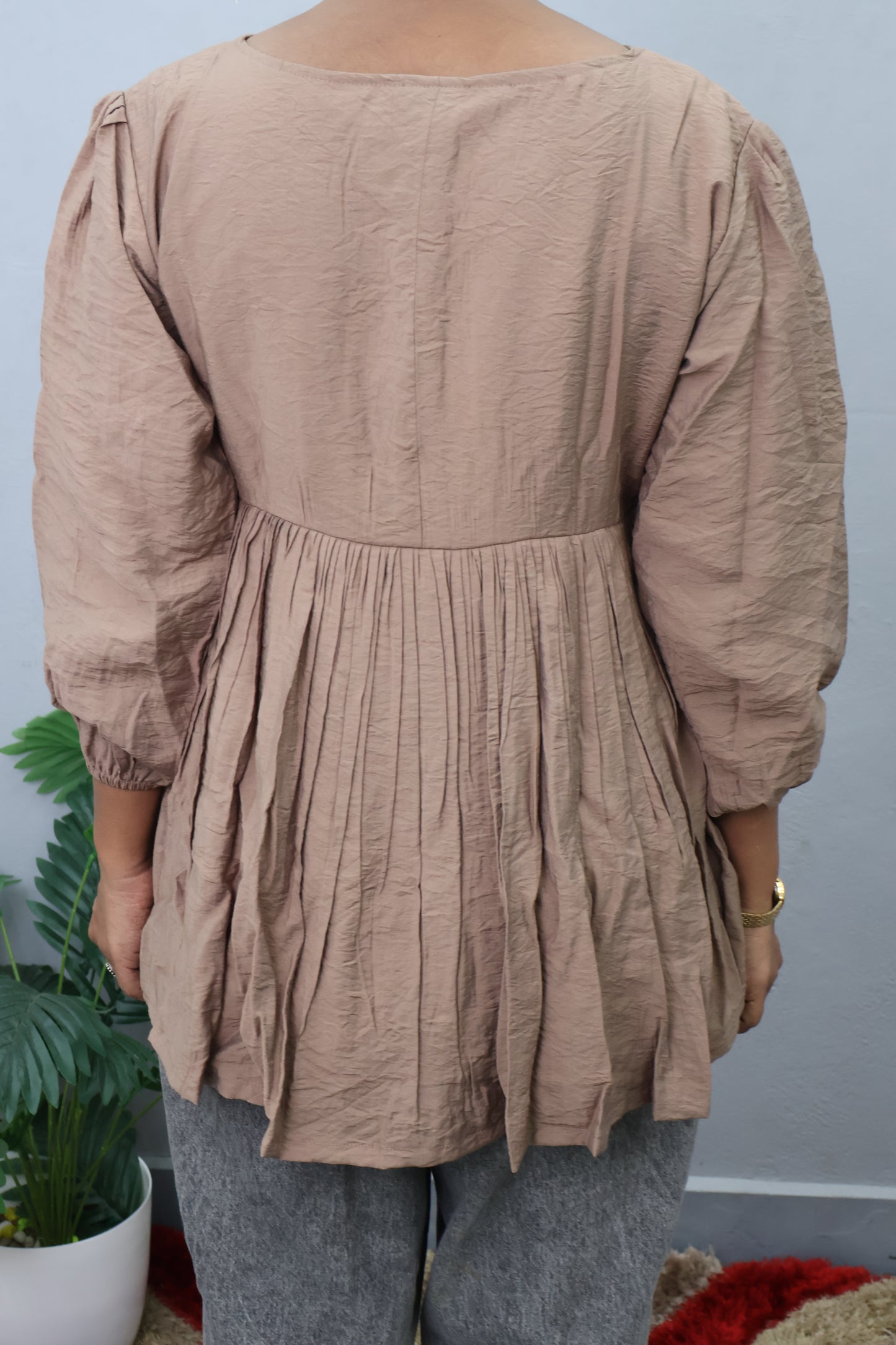 Mint Mist Gathered Peplum Top