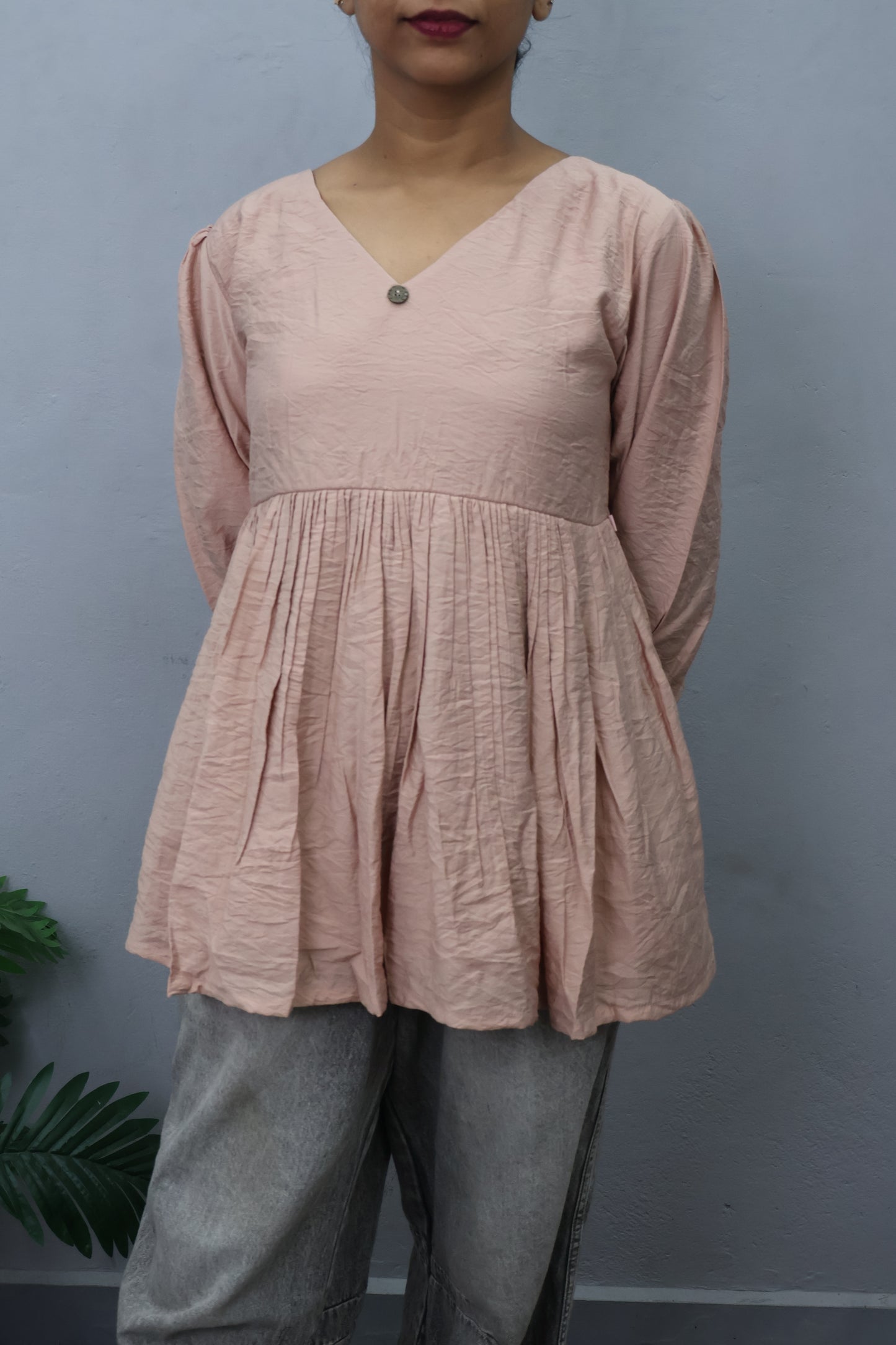 Mint Mist Gathered Peplum Top