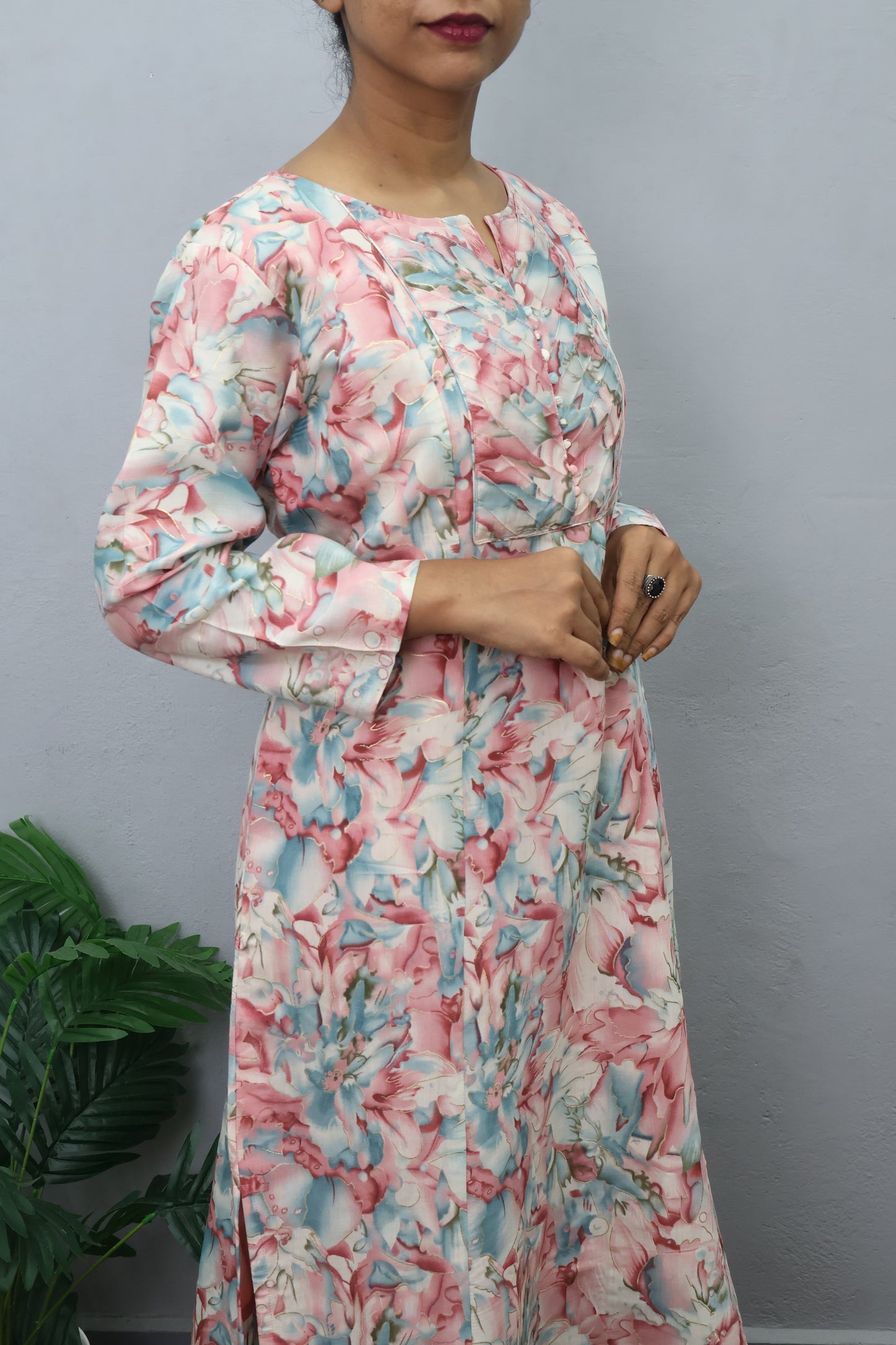 Crimson Bloom Printed Kurta
