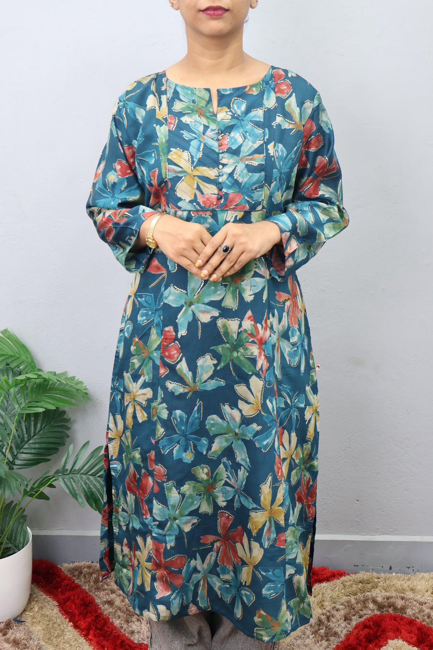 Crimson Bloom Printed Kurta