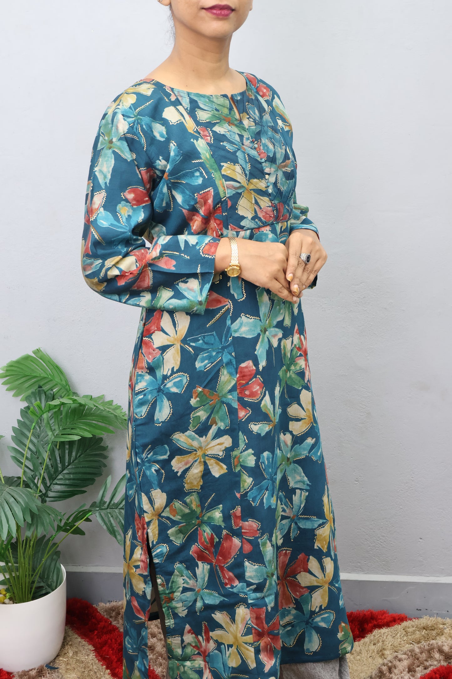 Crimson Bloom Printed Kurta