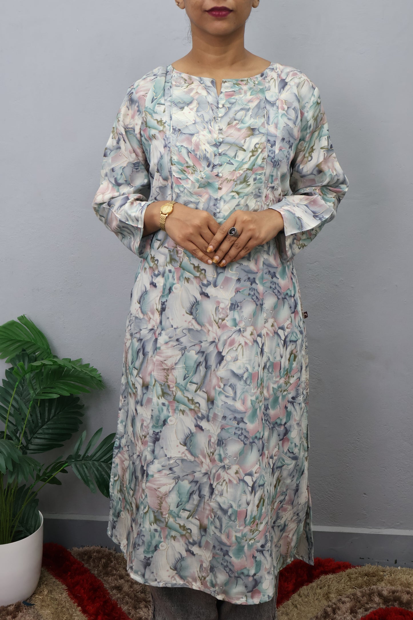 Crimson Bloom Printed Kurta