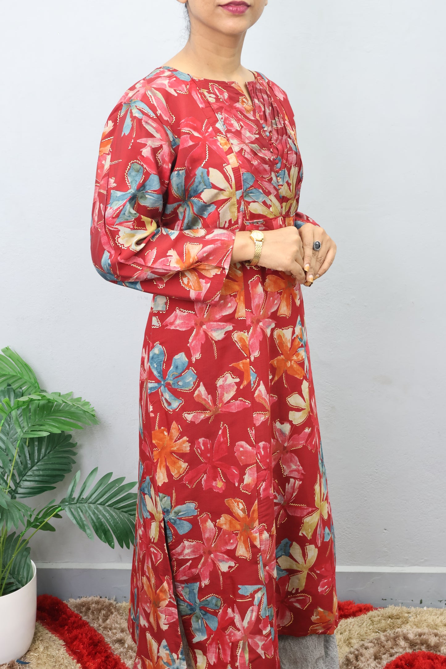 Crimson Bloom Printed Kurta