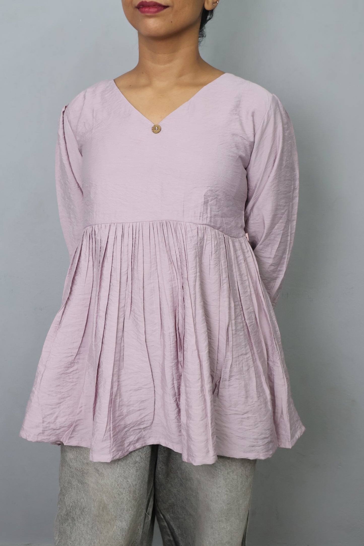 Mint Mist Gathered Peplum Top