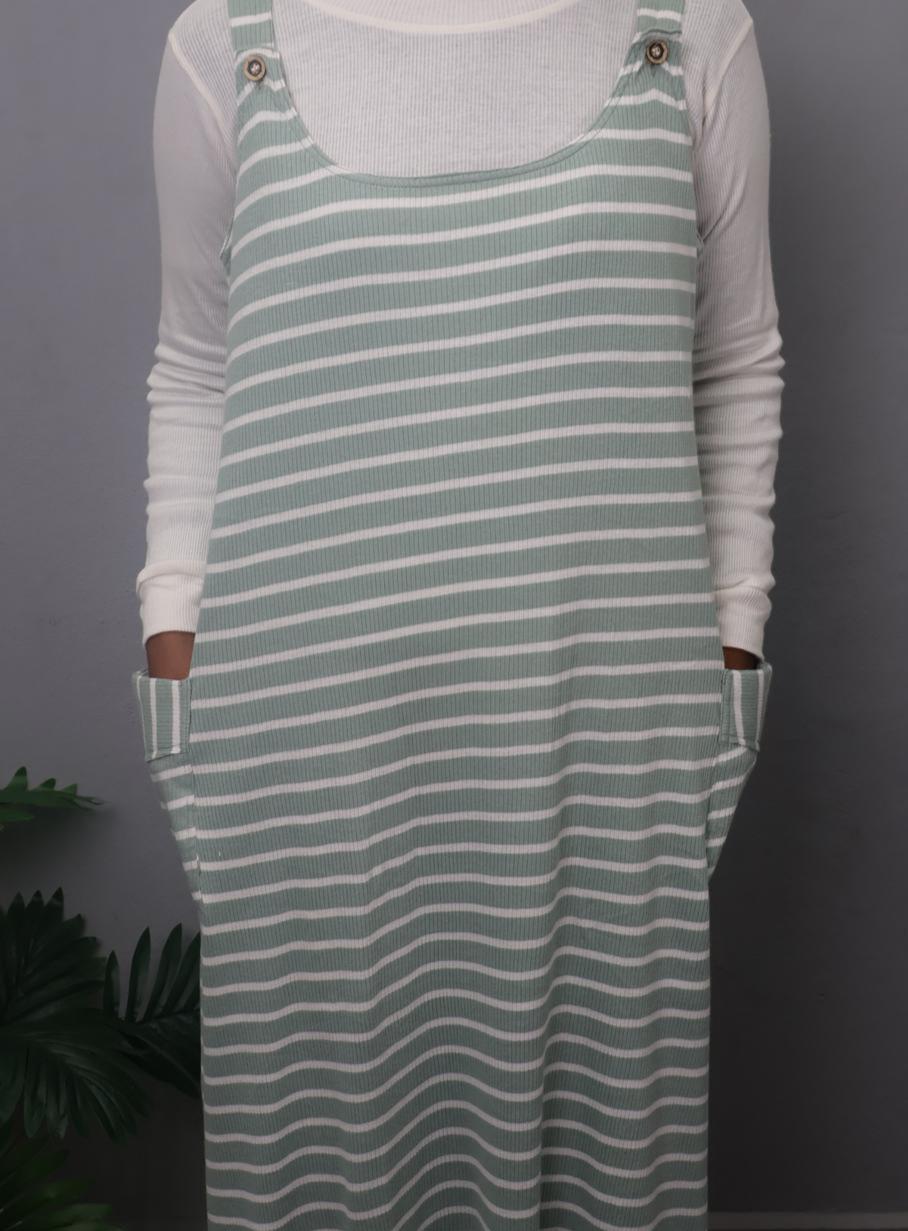 Striped Overall Romber Adjustable dress