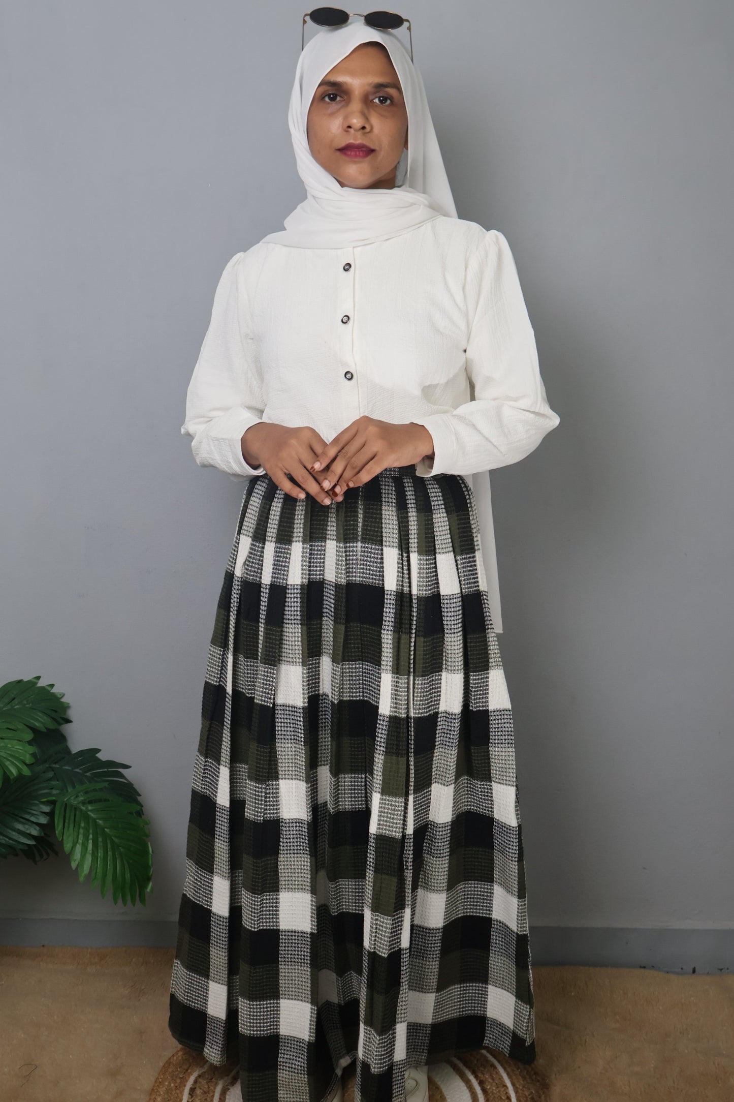 Modesty white shirt and skirt